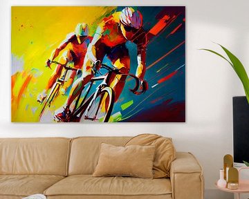 Impressionistisch schilderij met wielrenners. Deel 12 van Maarten Knops