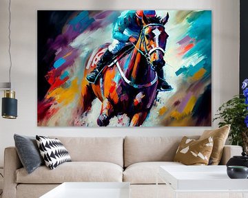 Impressionistisch schilderij van de paardensport. Deel 4 van Maarten Knops