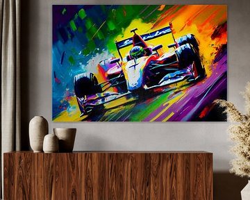 Impressionistisch schilderij met raceauto. Deel 1 van Maarten Knops