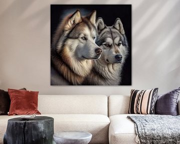 Portret van een Husky Sledehond Illustratie van Animaflora PicsStock