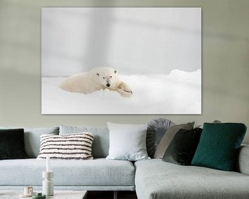 Ijsbeer in de sneeuw op Spitsbergen van Caroline Piek
