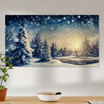 Christmas trees in a winter landscape illustration by Animaflora PicsStock