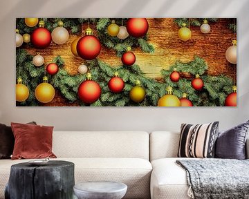 De Banner Decoratie Kerstballen op een sparrentak Illustratie van Animaflora PicsStock