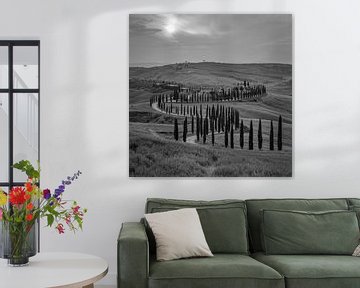 Italien im Quadrat schwarz-weiß, Toskana - Agriturismo Baccoleno von Teun Ruijters