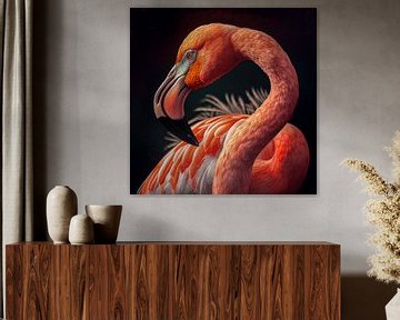 Portret van een Flamingo Illustratie van Animaflora PicsStock