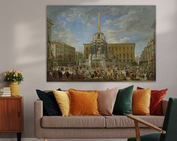 Het Piazza Farnese versierd voor een feest, Giovanni Paolo Panini