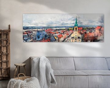 Toruń stad aquarel panorama #Toruń van JBJart Justyna Jaszke