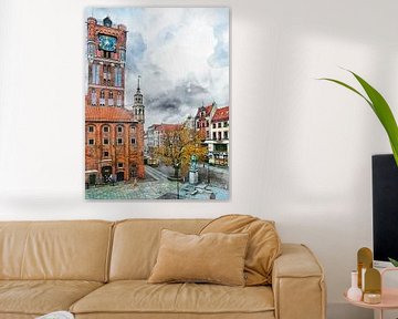 Toruń ville aquarelle #Toruń sur JBJart Justyna Jaszke