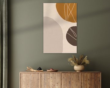 Modern abstract minimalist  shapes in yellow , beige, brown and white  VI by Dina Dankers
