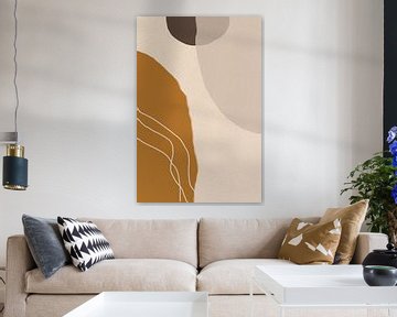 Modern abstract minimalist  shapes in yellow , beige, brown and white  VIII by Dina Dankers