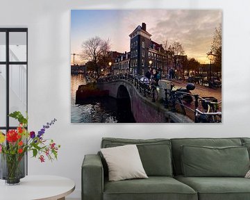 Amsterdam Prinsengracht. Winterse zonsondergang van Marianna Pobedimova