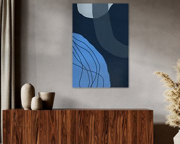 Moderne abstracte minimalistische vormen in blauw, grijs en zwart IV van Dina Dankers