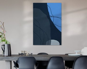 Moderne abstracte minimalistische vormen in blauw, grijs en zwart II van Dina Dankers