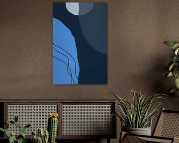 Moderne abstracte minimalistische vormen in blauw, grijs en zwart VIII van Dina Dankers