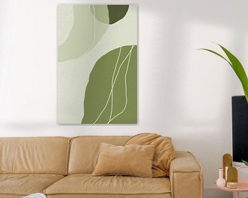 Formes modernes abstraites et minimalistes en vert sauge, gris et blanc II sur Dina Dankers