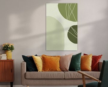 Moderne abstracte minimalistische vormen in saliegroen grijs en wit III van Dina Dankers