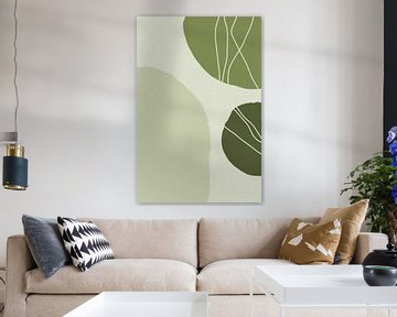 Formes modernes abstraites et minimalistes en vert sauge, gris et blanc III sur Dina Dankers