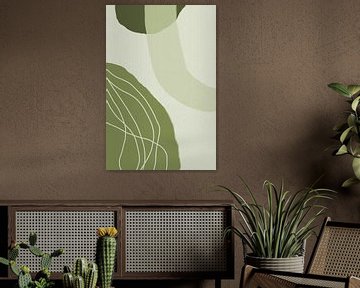 Moderne abstracte minimalistische vormen in saliegroen grijs en wit V van Dina Dankers