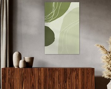 Moderne abstracte minimalistische vormen in saliegroen grijs en wit IV van Dina Dankers