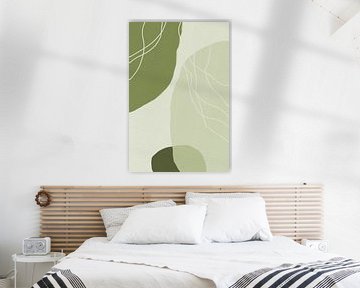 Moderne abstracte minimalistische vormen in saliegroen grijs en wit VIII van Dina Dankers