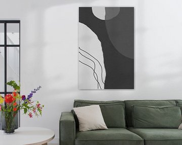 Moderne abstracte minimalistische vormen in zwart en wit VIII van Dina Dankers