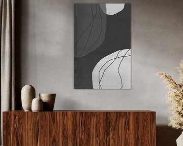 Moderne abstracte minimalistische vormen in zwart en wit VII van Dina Dankers