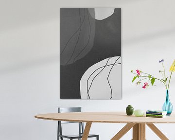 Formes modernes abstraites et minimalistes en noir et blanc VII sur Dina Dankers