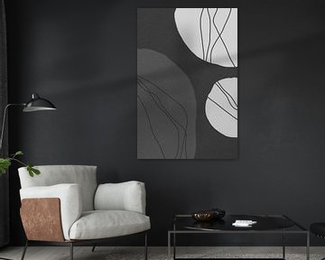 Moderne abstracte minimalistische vormen in zwart en wit VI van Dina Dankers