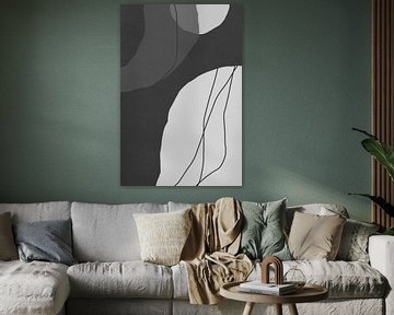 Moderne abstracte minimalistische vormen in zwart en wit III van Dina Dankers