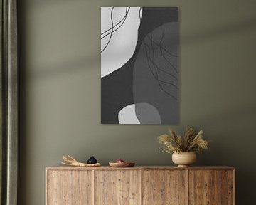 Formes modernes abstraites et minimalistes en noir et blanc I sur Dina Dankers
