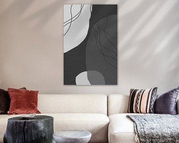 Modern abstract minimalist  shapes in black and white I by Dina Dankers