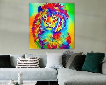 colourful lion by Gelissen Artworks