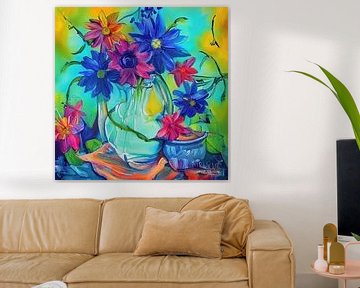 pot en vaas met bloemen van Gelissen Artworks