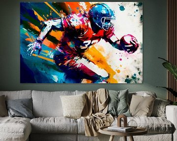 Impressionistisch schilderij van rugby speler. Deel 3 van Maarten Knops