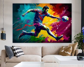 Impressionistisch schilderij van voetballer. Deel 5 van Maarten Knops