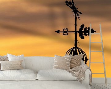 Storch, Ciconia ciconia von Beschermingswerk voor aan uw muur