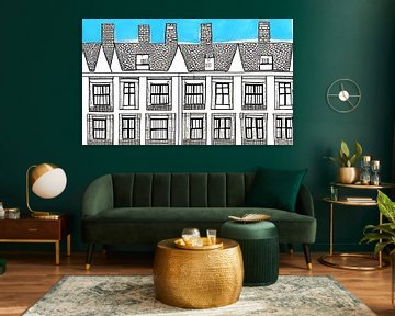 Haus mit blauem Himmel von Lily van Riemsdijk - Art Prints with Color