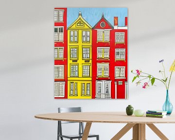Amsterdam in geel en rood van Lily van Riemsdijk - Art Prints with Color