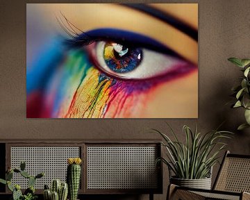 Portrait d'un œil aux couleurs de l'arc-en-ciel Illustration 02 sur Animaflora PicsStock
