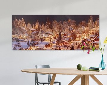 Panorama Kleines Weihnachtsdorf im Winterkleid Illustration von Animaflora PicsStock