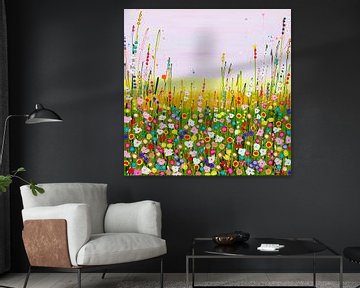 Colourful flower field pastel by Bianca ter Riet