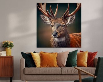 Portrait d'un cerf rouge Illustration sur Animaflora PicsStock