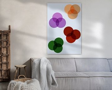 abstract kunstwerk met gekleurde bollen in elkaar verweven