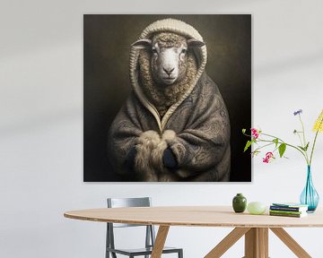 Portrait de mouton chaleureux sur Vlindertuin Art