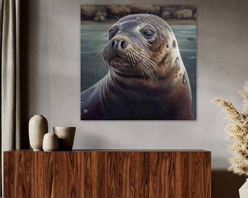 Portret van een zeehond Illustratie van Animaflora PicsStock