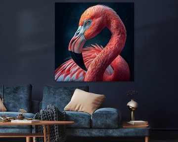 Portret van een roze flamingo Illustratie van Animaflora PicsStock