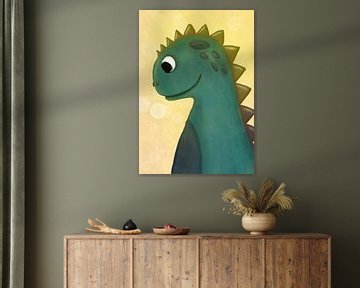 Vrolijke groene dinosaurus voor op de kinderkamer! van Charlotte Heijmans