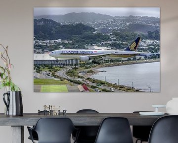 Singapore Airlines Boeing 777-200 bij Wellington Airport. van Jaap van den Berg