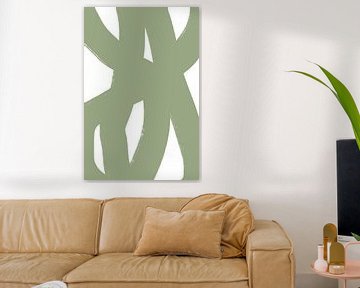 Moderne abstracte minimalistische vormen en lijnen in groen op wit V van Dina Dankers