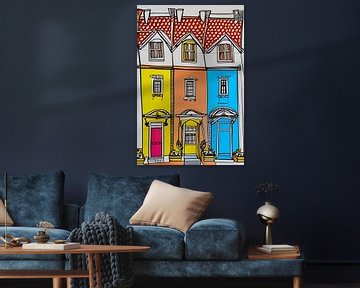 3 huizen variatie van Lily van Riemsdijk - Art Prints with Color